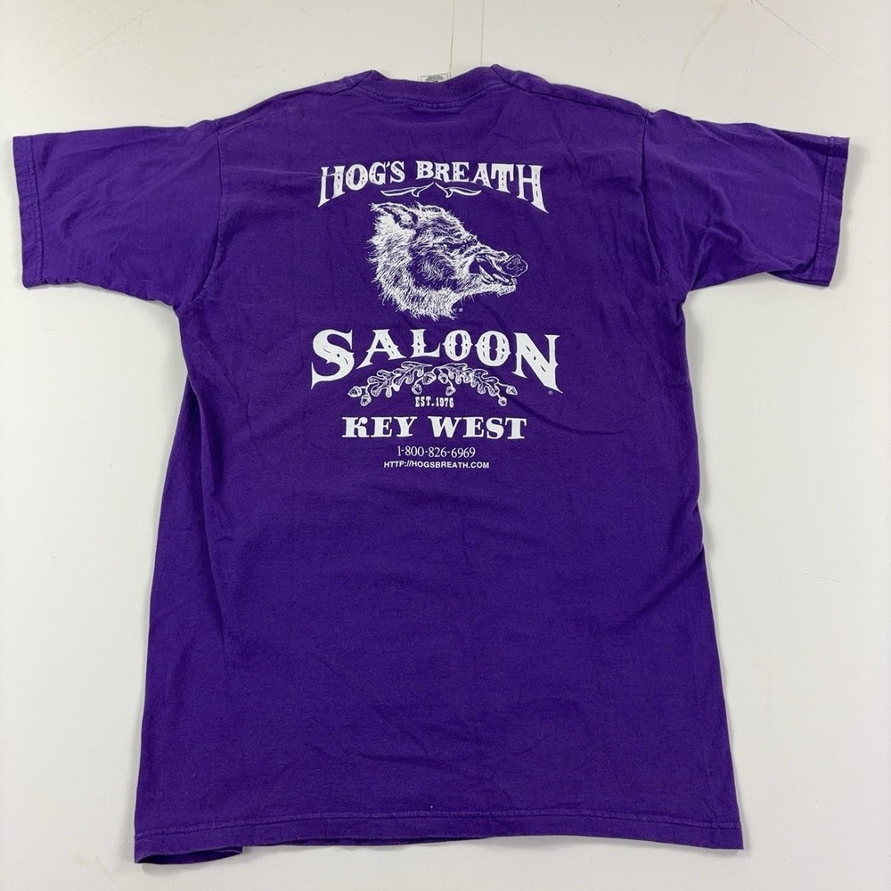 Hog's Breath Saloon Key West Shirt Mens M Purple Graphic Tee Fruit Of The Loom